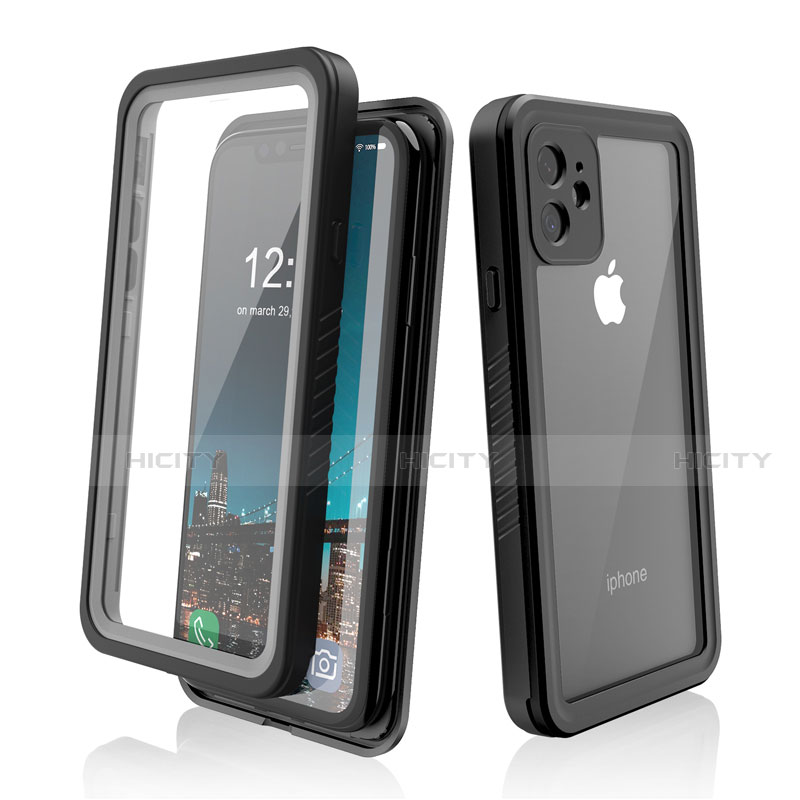 Custodia Impermeabile Silicone e Plastica Opaca Waterproof Cover 360 Gradi W01 per Apple iPhone 11 Nero