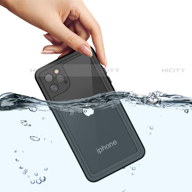 Custodia Impermeabile Silicone e Plastica Opaca Waterproof Cover 360 Gradi W01 per Apple iPhone 11 Pro Max Nero