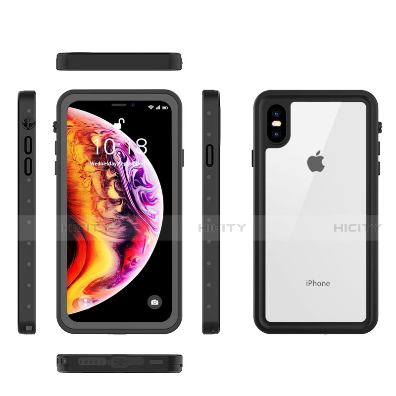 Custodia Impermeabile Silicone e Plastica Opaca Waterproof Cover 360 Gradi W01 per Apple iPhone X