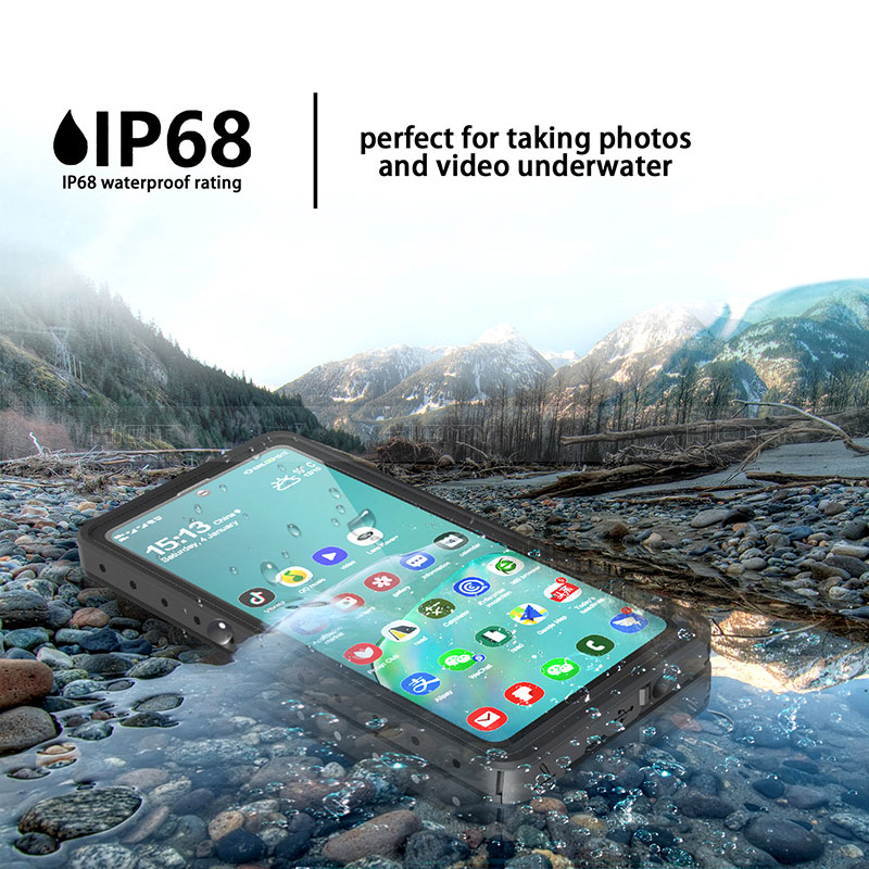 Custodia Impermeabile Silicone e Plastica Opaca Waterproof Cover 360 Gradi W01 per Samsung Galaxy Note 20 5G Nero