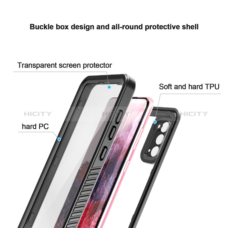Custodia Impermeabile Silicone e Plastica Opaca Waterproof Cover 360 Gradi W01 per Samsung Galaxy S20 FE 4G Nero