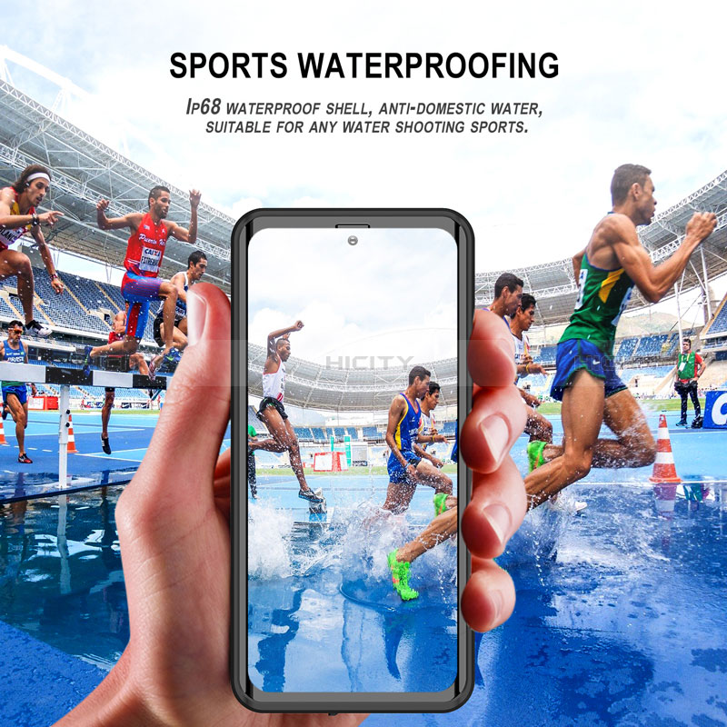 Custodia Impermeabile Silicone e Plastica Opaca Waterproof Cover 360 Gradi W01 per Samsung Galaxy S20 Nero