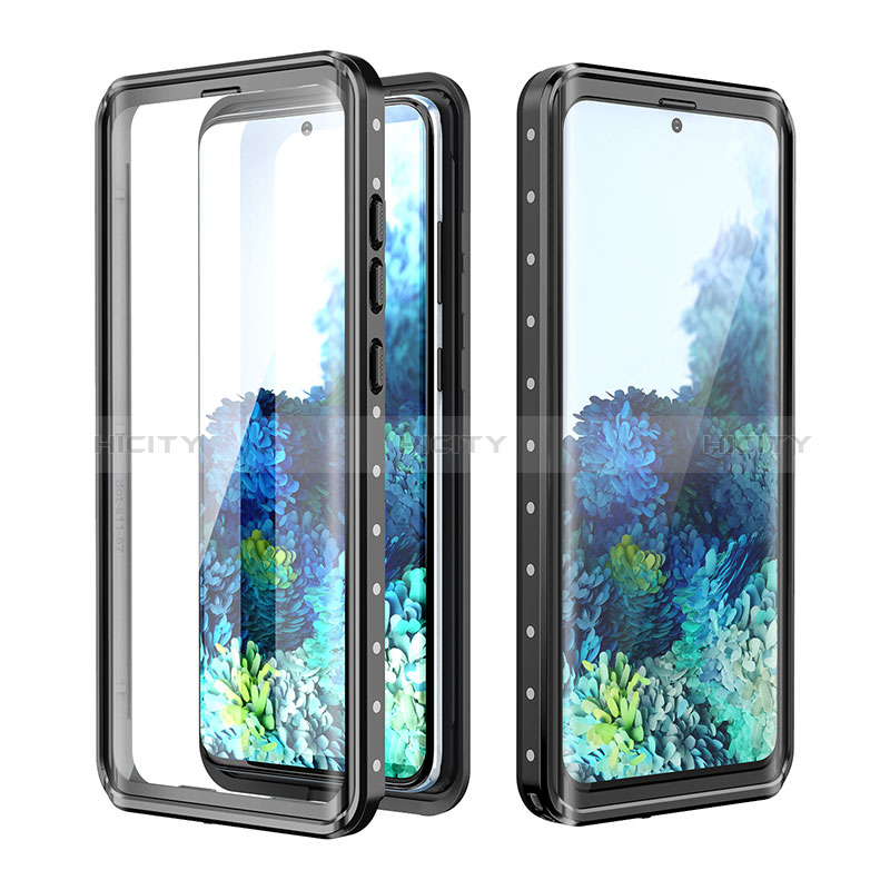 Custodia Impermeabile Silicone e Plastica Opaca Waterproof Cover 360 Gradi W01 per Samsung Galaxy S20 Plus Nero
