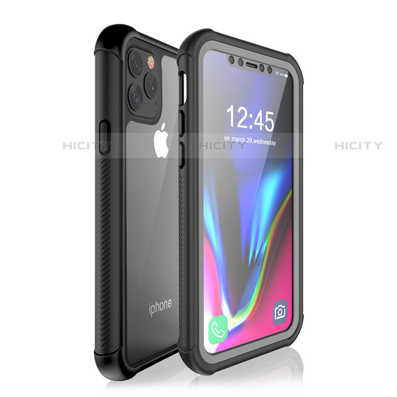 Custodia Impermeabile Silicone e Plastica Opaca Waterproof Cover 360 Gradi W02 per Apple iPhone 11 Pro Max Nero