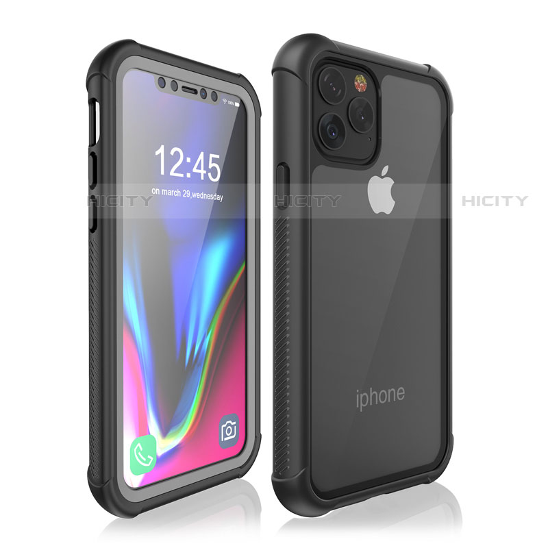 Custodia Impermeabile Silicone e Plastica Opaca Waterproof Cover 360 Gradi W02 per Apple iPhone 11 Pro Max Nero