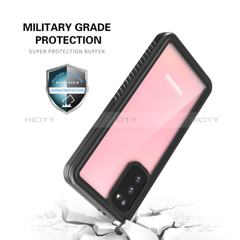 Custodia Impermeabile Silicone e Plastica Opaca Waterproof Cover 360 Gradi W02 per Samsung Galaxy S20 5G Nero