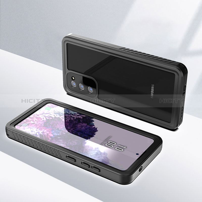 Custodia Impermeabile Silicone e Plastica Opaca Waterproof Cover 360 Gradi W02 per Samsung Galaxy S20 Lite 5G Nero