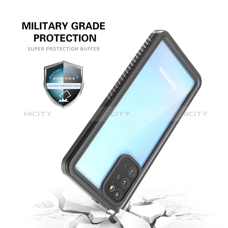 Custodia Impermeabile Silicone e Plastica Opaca Waterproof Cover 360 Gradi W02 per Samsung Galaxy S20 Plus Nero
