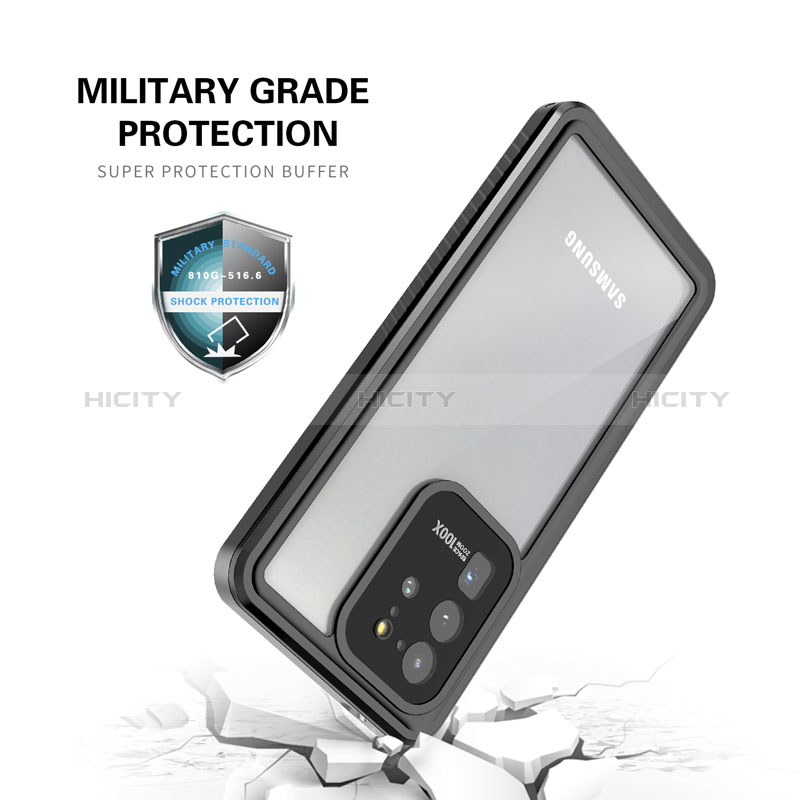 Custodia Impermeabile Silicone e Plastica Opaca Waterproof Cover 360 Gradi W02 per Samsung Galaxy S20 Ultra 5G Nero