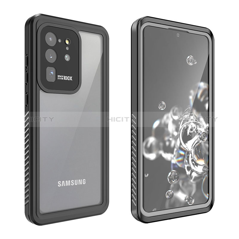 Custodia Impermeabile Silicone e Plastica Opaca Waterproof Cover 360 Gradi W02 per Samsung Galaxy S20 Ultra Nero