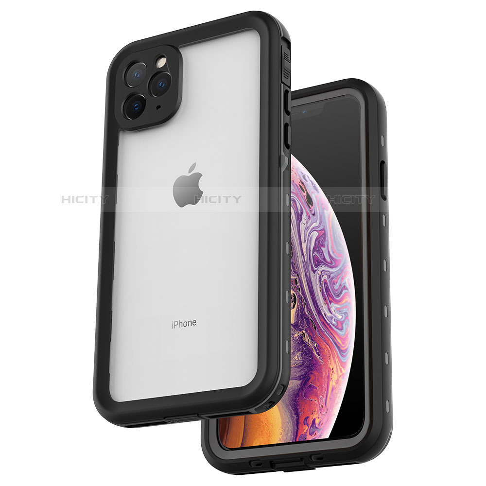 Custodia Impermeabile Silicone e Plastica Opaca Waterproof Cover 360 Gradi W04 per Apple iPhone 11 Pro Max Nero