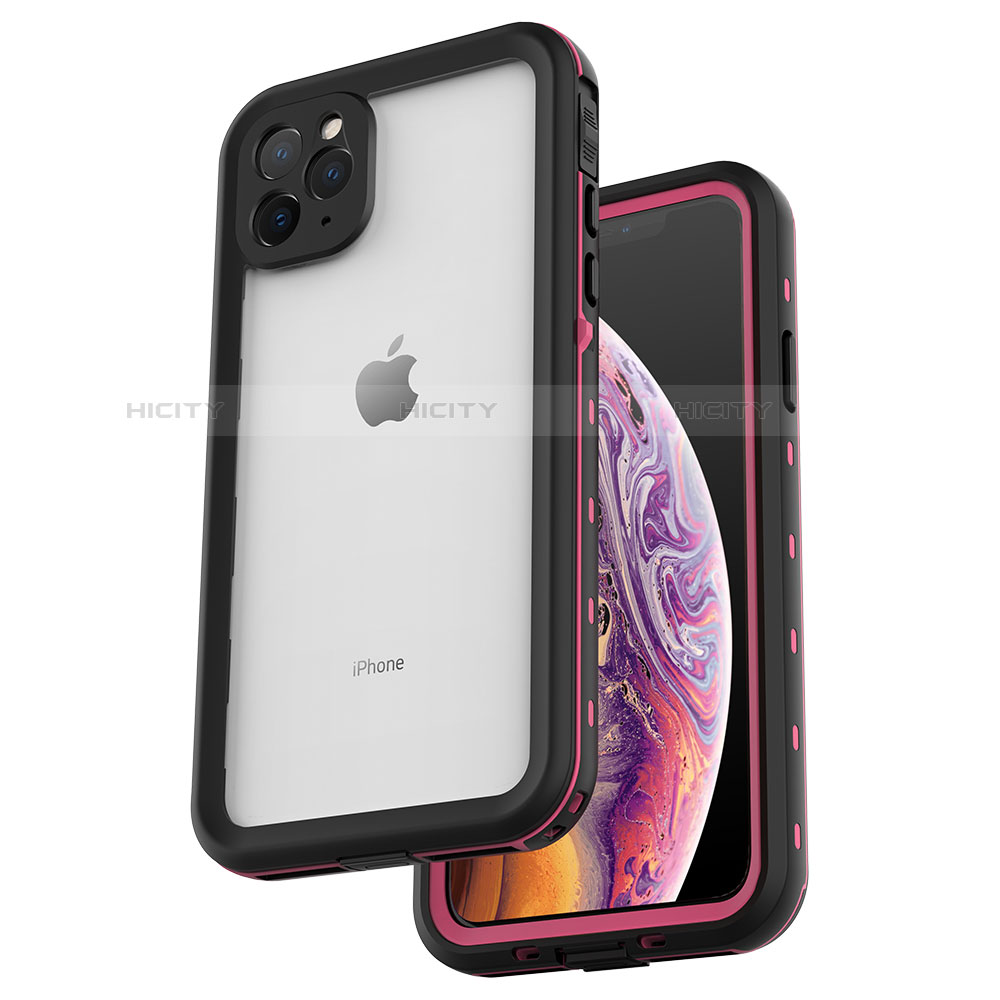 Custodia Impermeabile Silicone e Plastica Opaca Waterproof Cover 360 Gradi W04 per Apple iPhone 11 Pro Max Oro Rosa