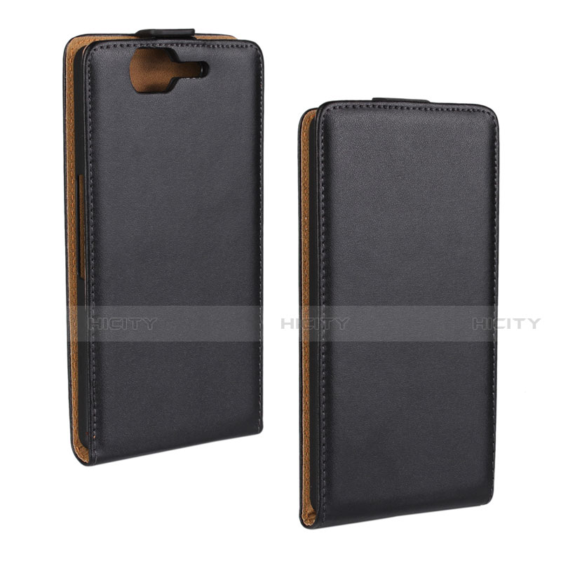 Custodia In Pelle Flip per Wiko Highway Nero