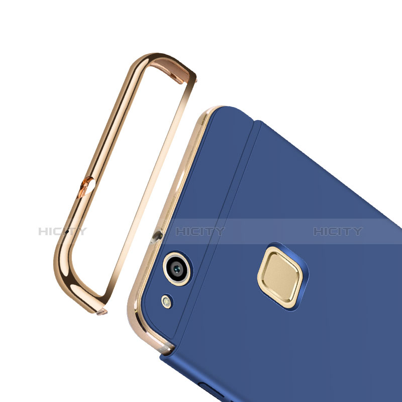 Custodia Lusso Alluminio con Anello Supporto per Huawei P10 Lite Blu