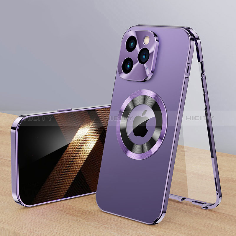 Custodia Lusso Alluminio Cover 360 Gradi con Mag-Safe Magnetic P01 per Apple iPhone 13 Pro Max