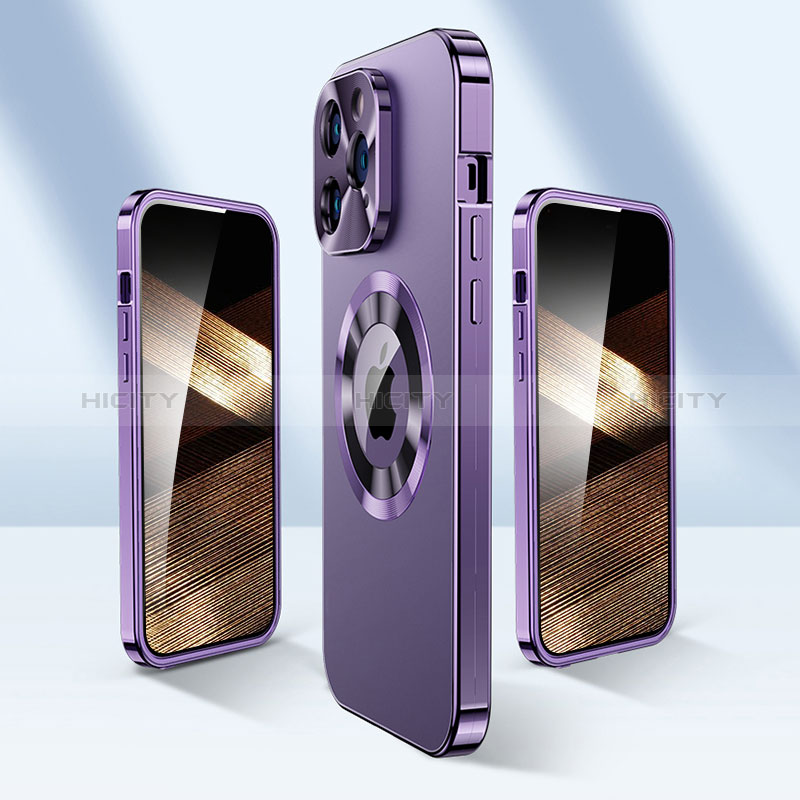 Custodia Lusso Alluminio Cover 360 Gradi con Mag-Safe Magnetic P01 per Apple iPhone 15 Pro Max
