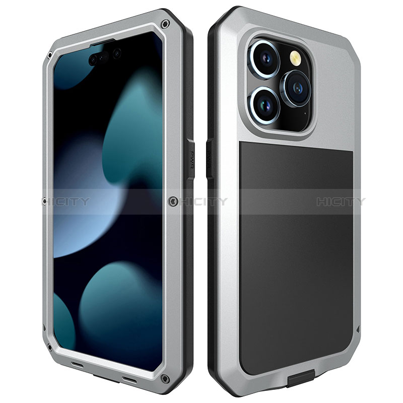 Custodia Lusso Alluminio Cover 360 Gradi HJ1 per Apple iPhone 13 Pro Argento