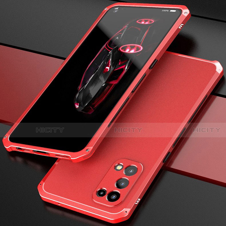 Custodia Lusso Alluminio Cover 360 Gradi M01 per Oppo Reno5 5G Rosso