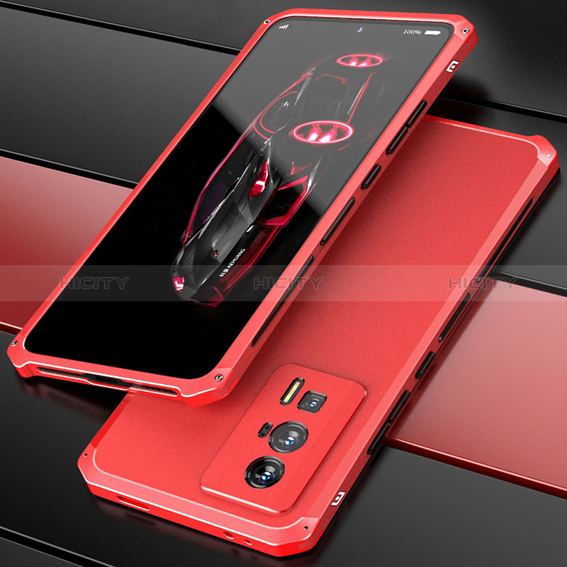 Custodia Lusso Alluminio Cover 360 Gradi P01 per Xiaomi Poco F5 Pro 5G Rosso