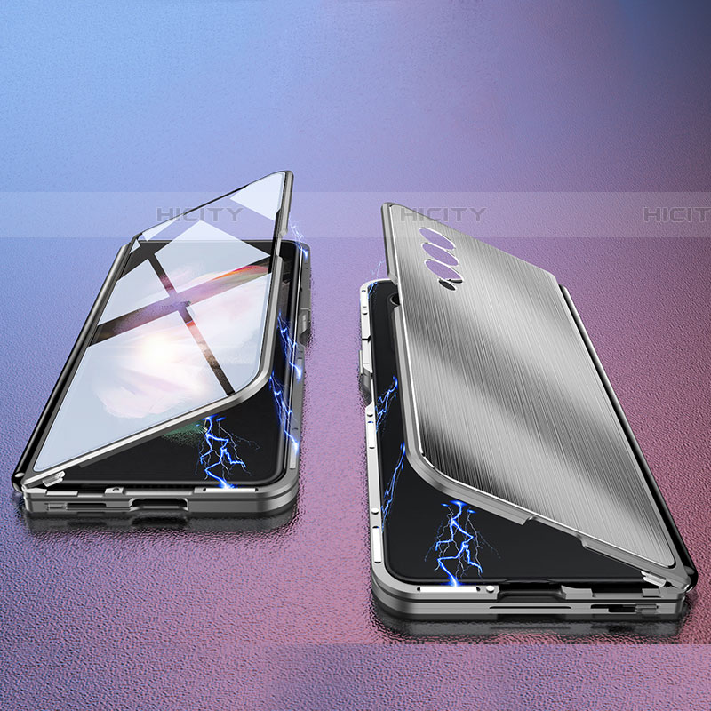 Custodia Lusso Alluminio Cover 360 Gradi P02 per Samsung Galaxy Z Fold4 5G Grigio