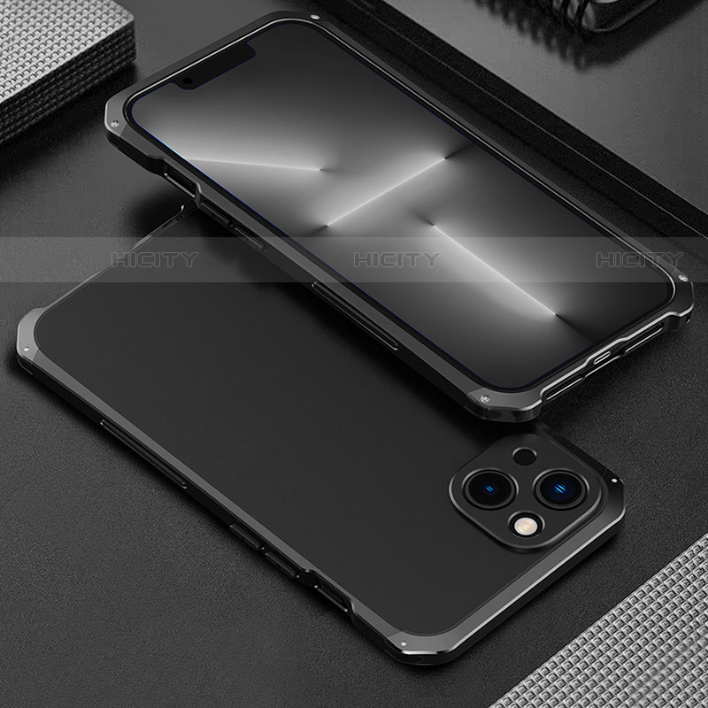 Custodia Lusso Alluminio Cover 360 Gradi per Apple iPhone 14 Plus Nero