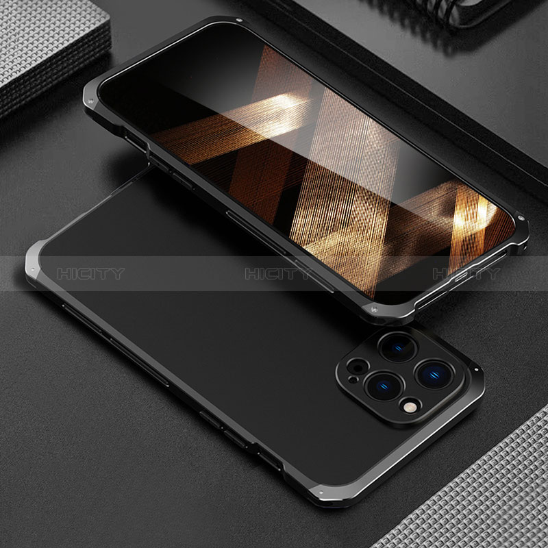 Custodia Lusso Alluminio Cover 360 Gradi per Apple iPhone 14 Pro Max Nero