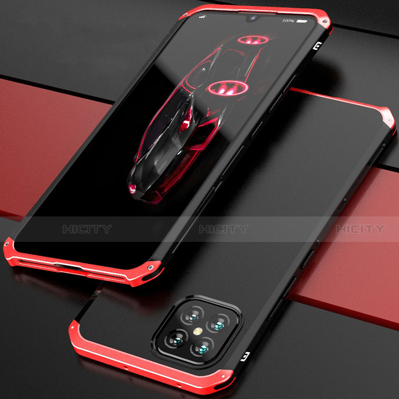 Custodia Lusso Alluminio Cover 360 Gradi per Huawei Nova 8 SE 5G Rosso e Nero