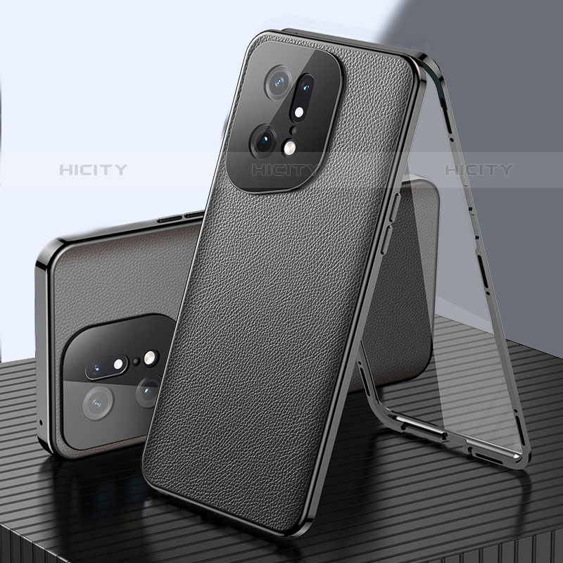 Custodia Lusso Alluminio Cover 360 Gradi per Oppo Find X5 Pro 5G Nero