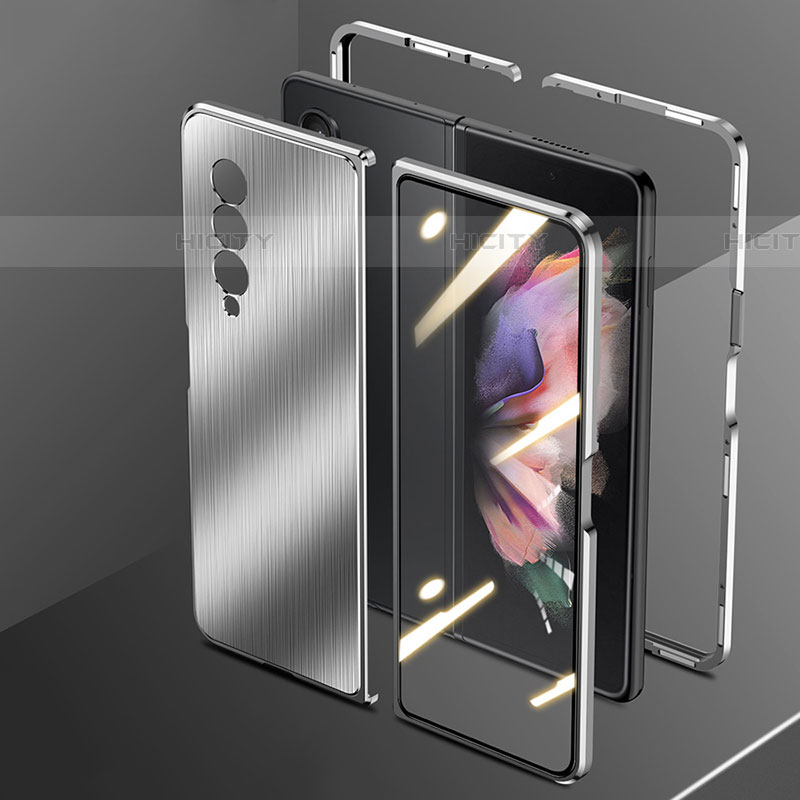 Custodia Lusso Alluminio Cover 360 Gradi per Samsung Galaxy Z Fold4 5G Argento