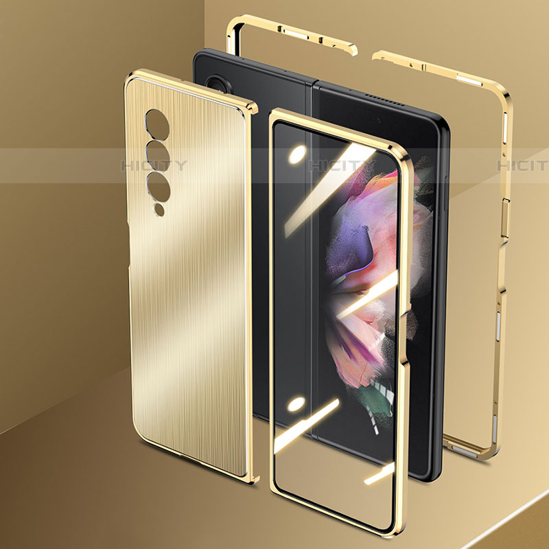 Custodia Lusso Alluminio Cover 360 Gradi per Samsung Galaxy Z Fold4 5G Oro