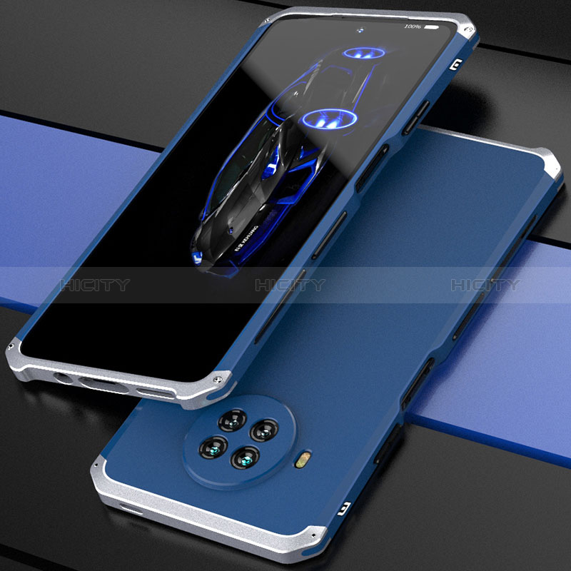 Custodia Lusso Alluminio Cover 360 Gradi per Xiaomi Mi 10T Lite 5G Argento e Blu