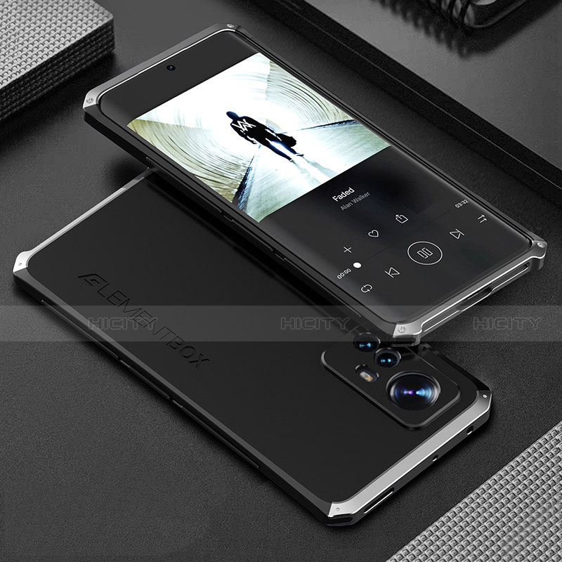 Custodia Lusso Alluminio Cover 360 Gradi per Xiaomi Mi 12 5G Argento e Nero