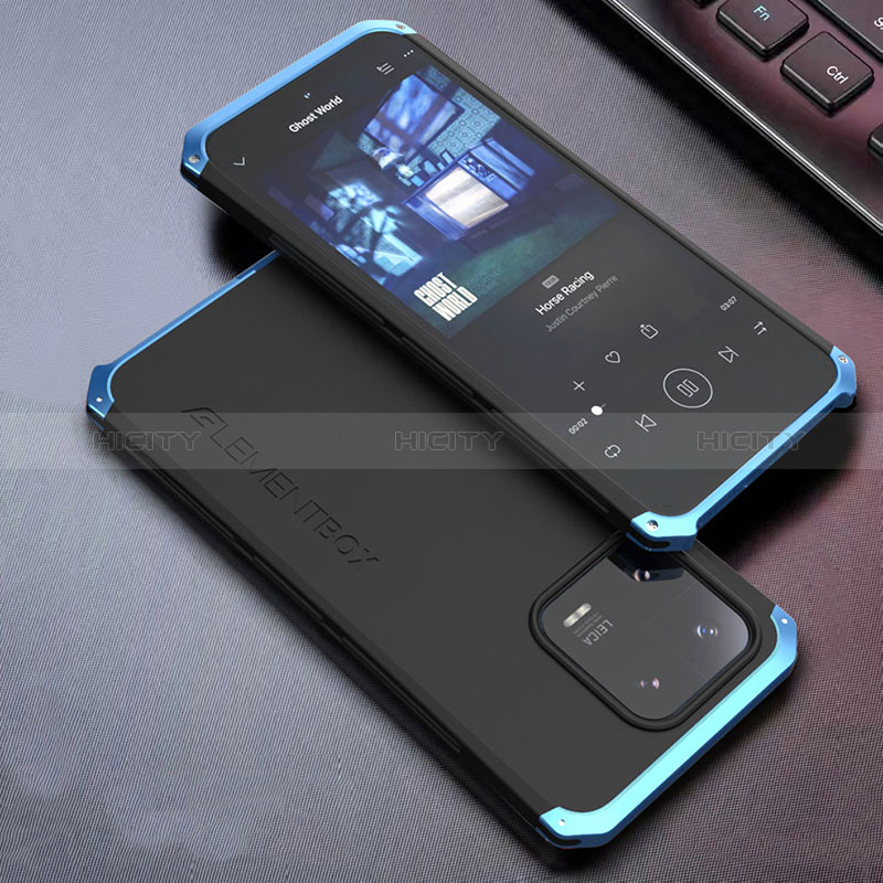 Custodia Lusso Alluminio Cover 360 Gradi per Xiaomi Mi 13 5G Blu e Nero