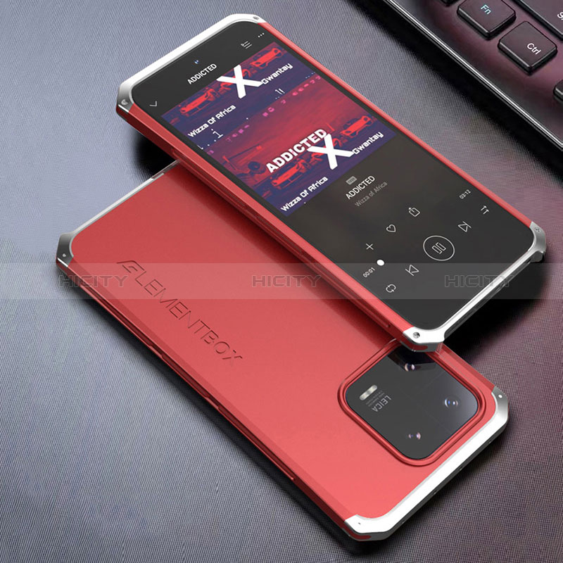 Custodia Lusso Alluminio Cover 360 Gradi per Xiaomi Mi 13 Pro 5G Argento e Rosso