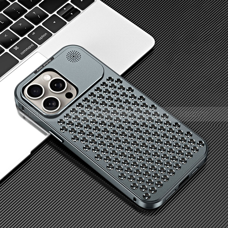 Custodia Lusso Alluminio Cover 360 Gradi QC3 per Apple iPhone 14 Pro Max Grigio Scuro