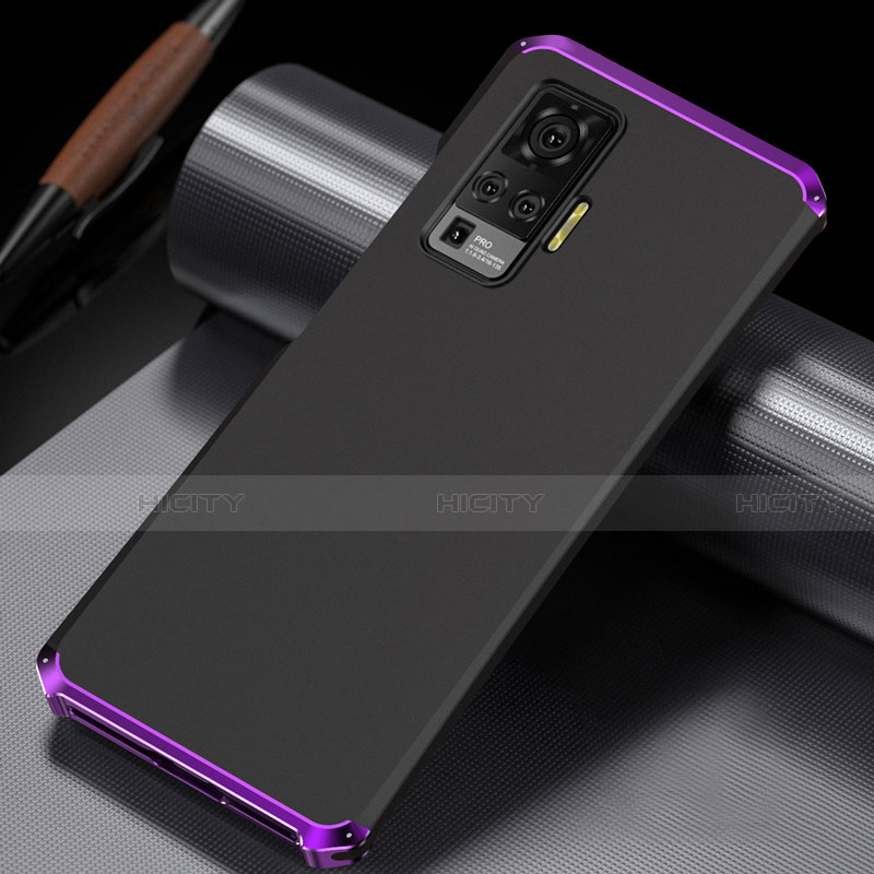 Custodia Lusso Alluminio Cover M02 per Vivo X50 Pro 5G Viola e Nero