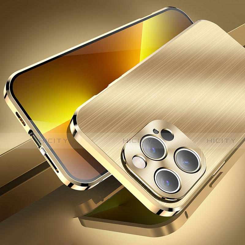 Custodia Lusso Alluminio Cover M06 per Apple iPhone 13 Pro Max Oro