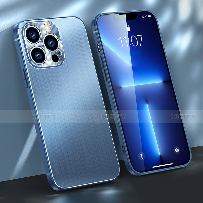 Custodia Lusso Alluminio Cover M09 per Apple iPhone 13 Pro Blu