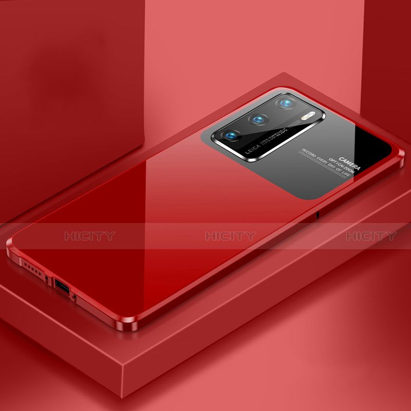 Custodia Lusso Alluminio Cover N01 per Huawei P40 Rosso