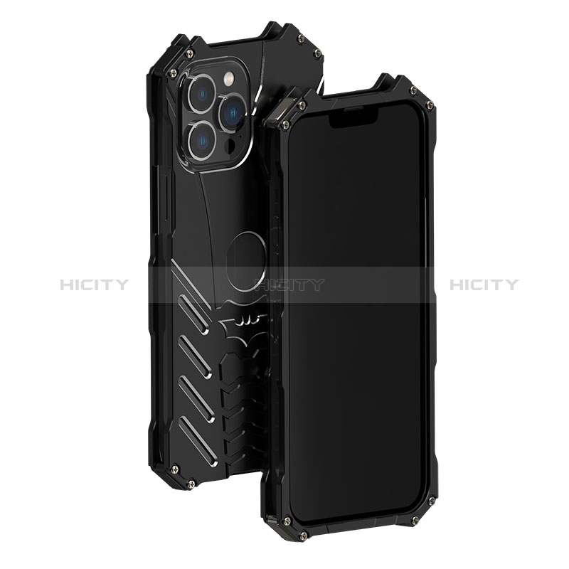 Custodia Lusso Alluminio Cover P01 per Apple iPhone 13 Pro Max Nero