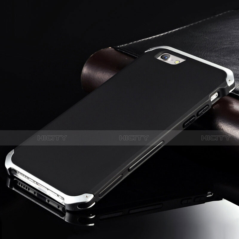 Custodia Lusso Alluminio Cover per Apple iPhone 6 Argento e Nero