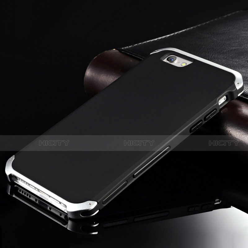 Custodia Lusso Alluminio Cover per Apple iPhone 6 Plus Argento e Nero