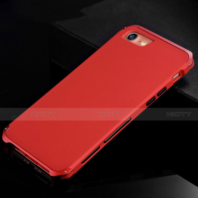 Custodia Lusso Alluminio Cover per Apple iPhone 8 Rosso