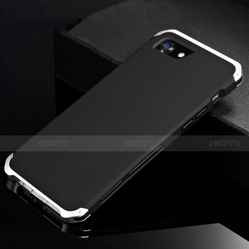 Custodia Lusso Alluminio Cover per Apple iPhone SE (2020) Argento e Nero