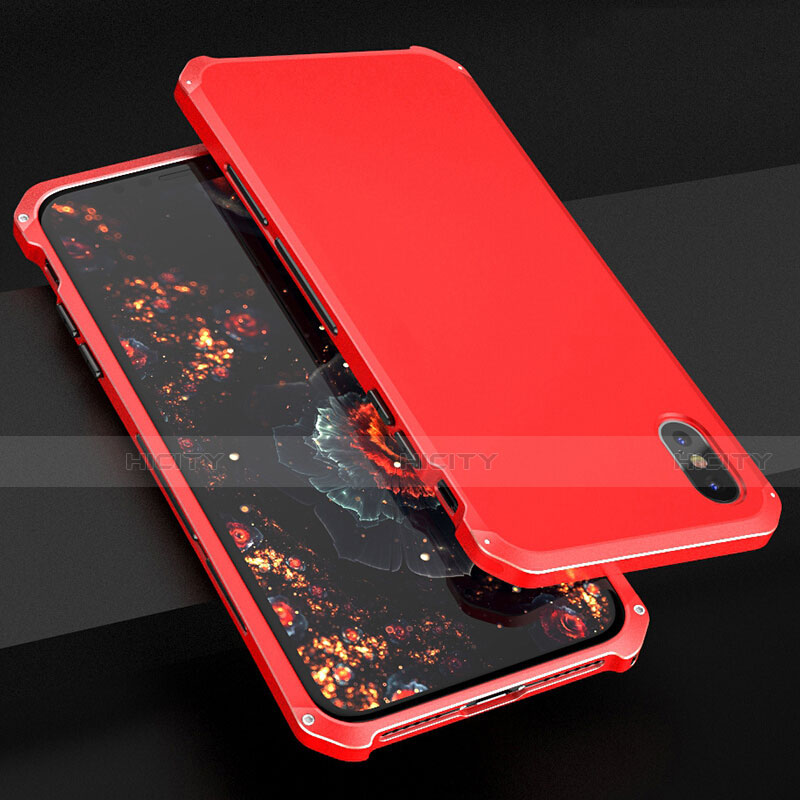 Custodia Lusso Alluminio Cover per Apple iPhone X Rosso