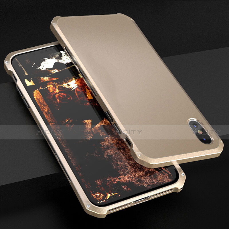 Custodia Lusso Alluminio Cover per Apple iPhone Xs Max Oro