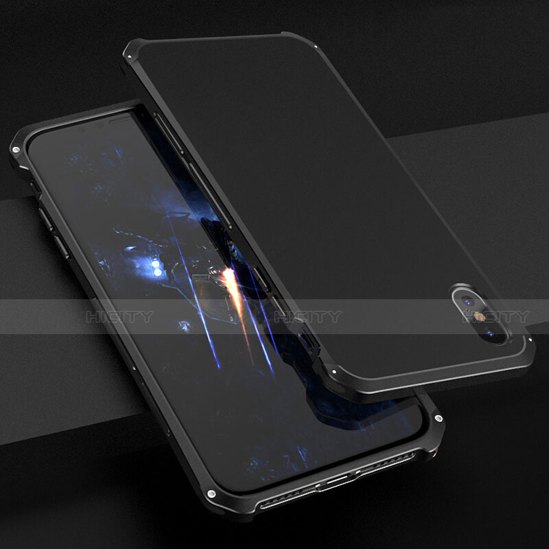 Custodia Lusso Alluminio Cover per Apple iPhone Xs Nero