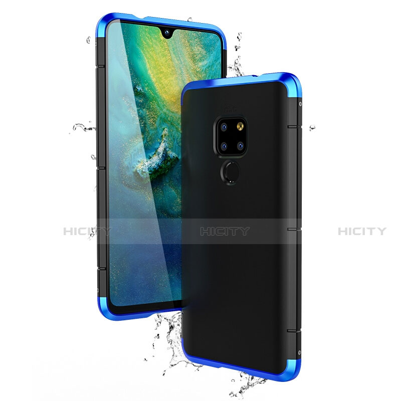 Custodia Lusso Alluminio Cover per Huawei Mate 20 Blu