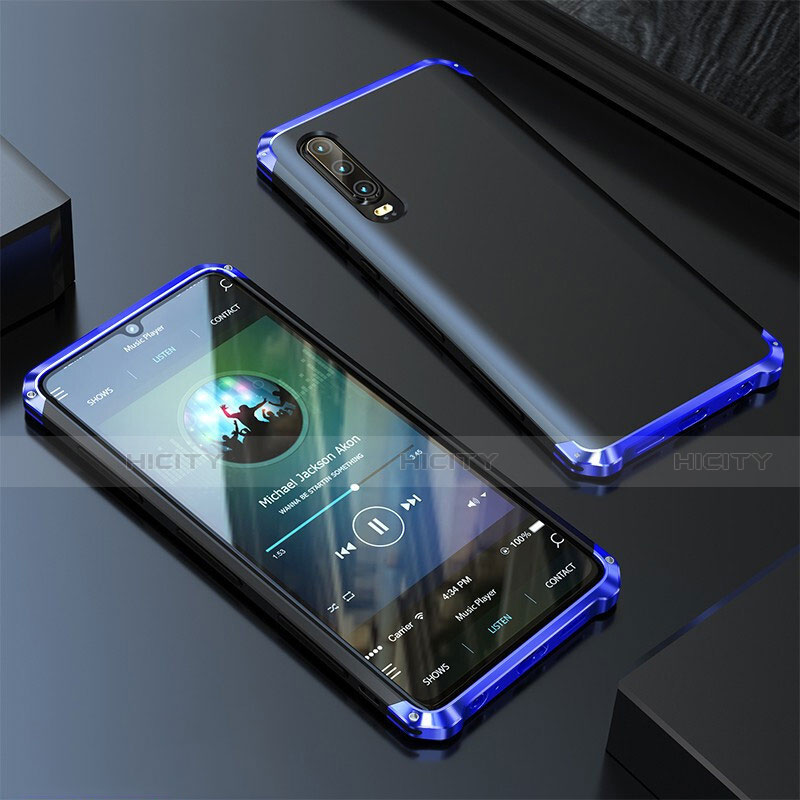 Custodia Lusso Alluminio Cover per Huawei P20 Pro Blu