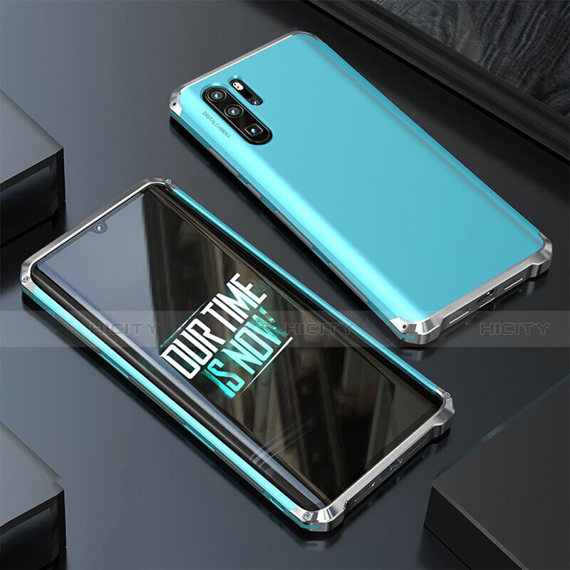 Custodia Lusso Alluminio Cover per Huawei P30 Pro New Edition Ciano